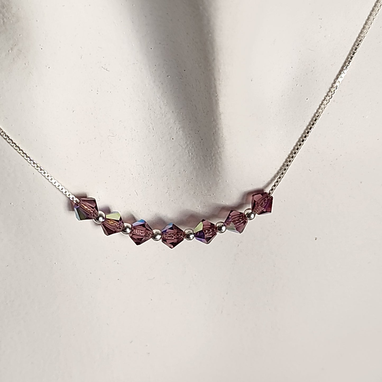 Collar Cadena Veneciana Cristal Swarovski Elements Plata 925 Varios Colores
