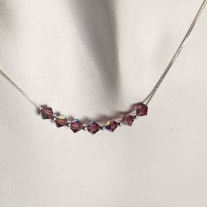 Collar Cadena Veneciana Cristal Swarovski Elements Plata 925 Varios Colores