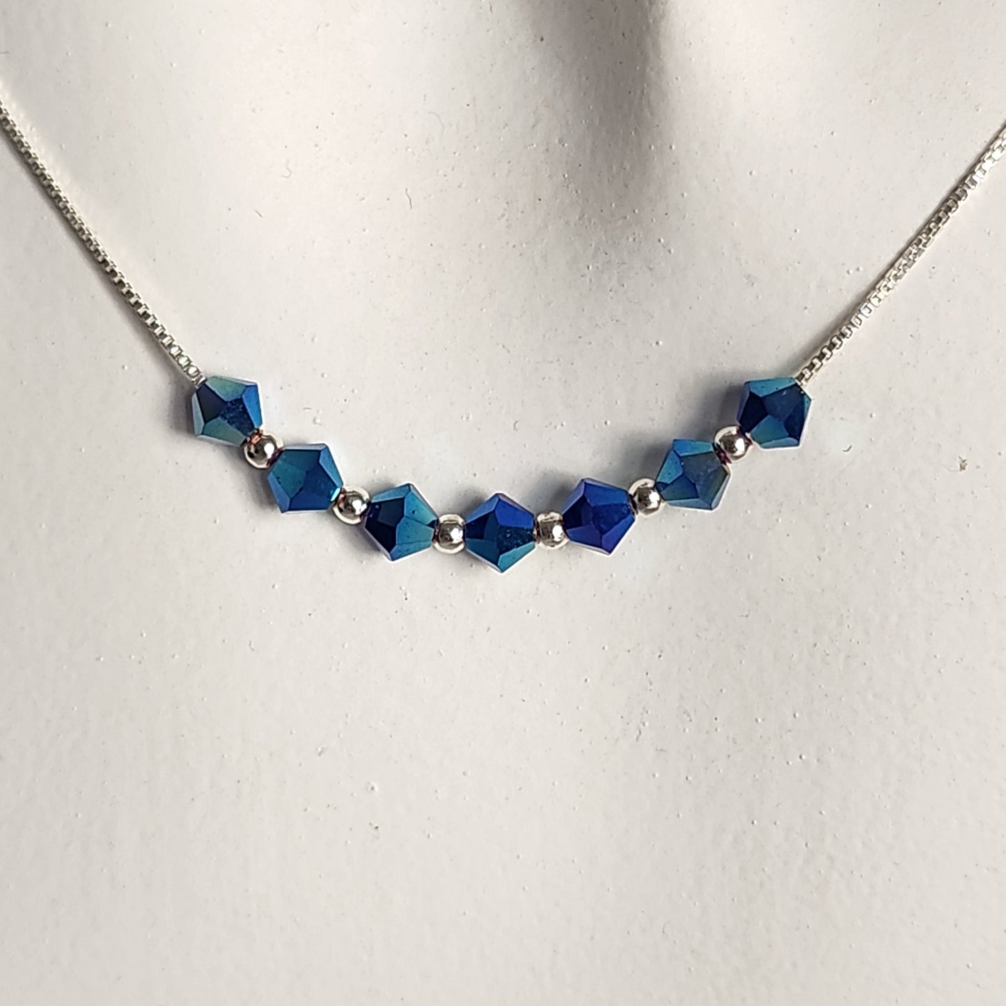 Collar Cadena Veneciana Cristal Swarovski Elements Plata 925 Varios Colores