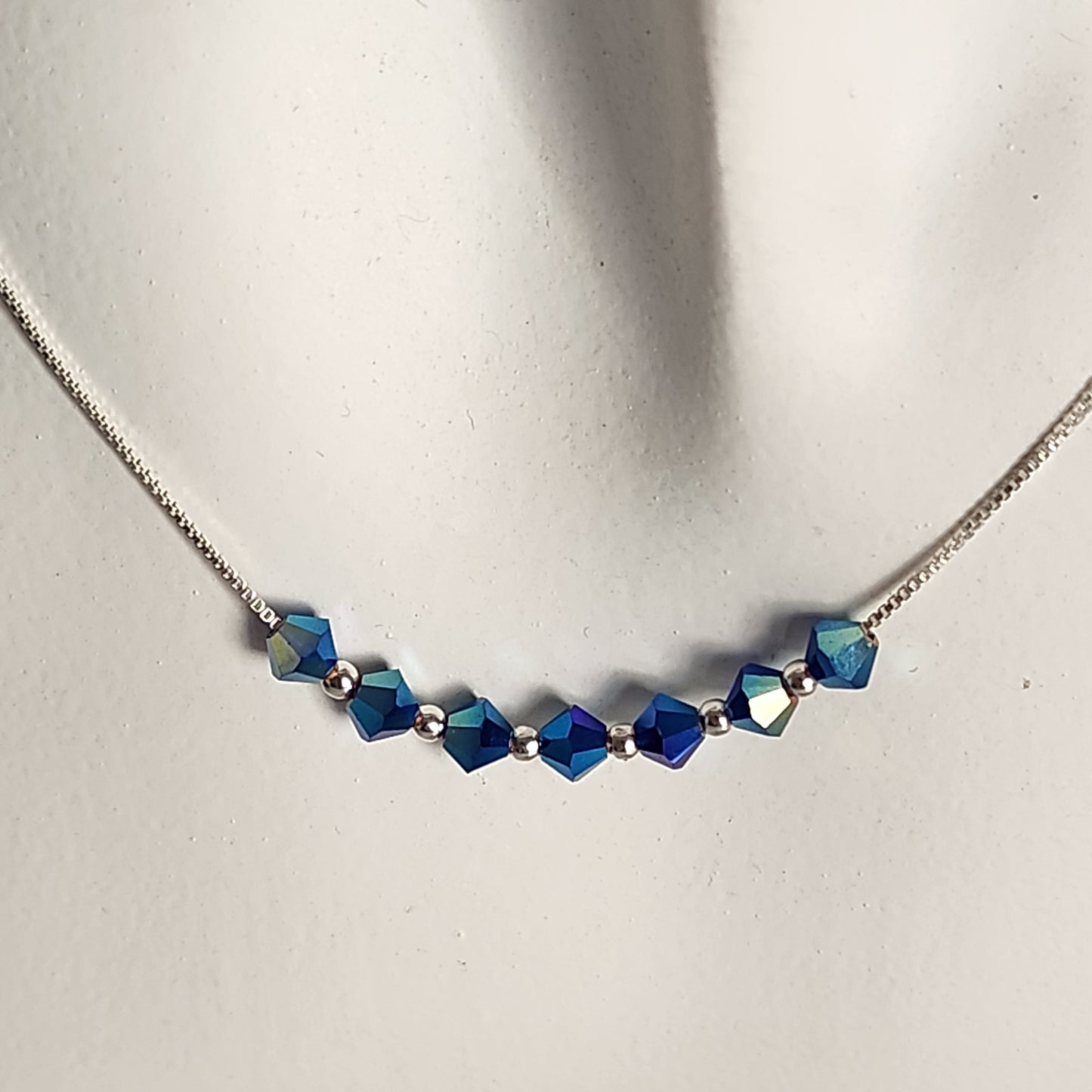 Collar Cadena Veneciana Cristal Swarovski Elements Plata 925 Varios Colores