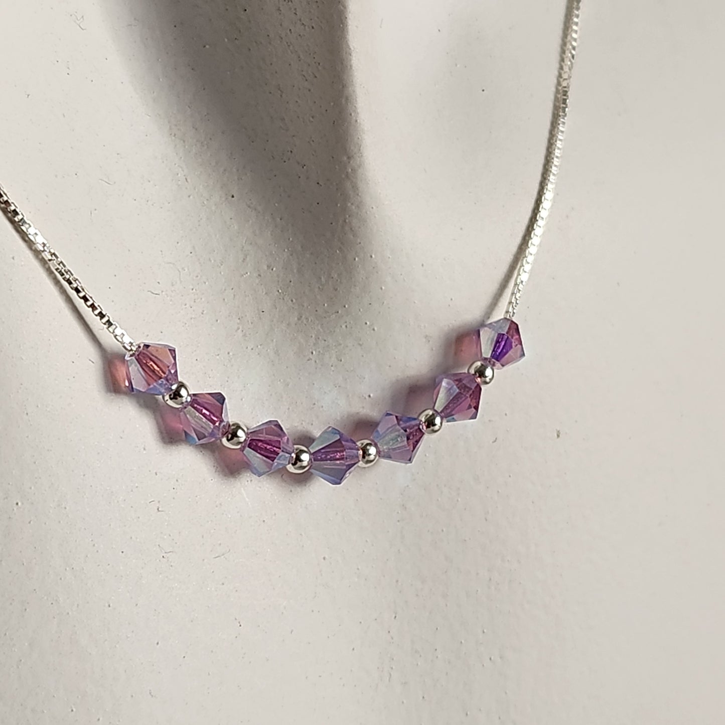 Collar Cadena Veneciana Cristal Swarovski Elements Plata 925 Varios Colores