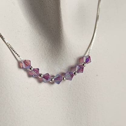 Collar Cadena Veneciana Cristal Swarovski Elements Plata 925 Varios Colores