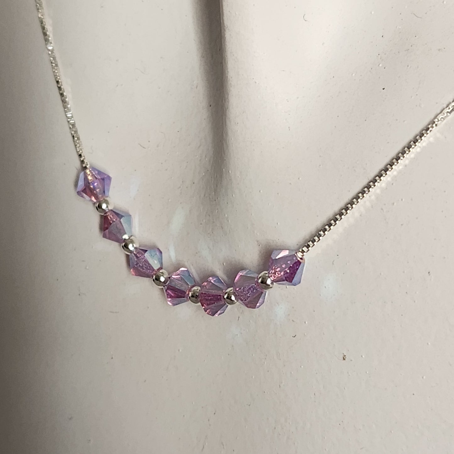 Collar Cadena Veneciana Cristal Swarovski Elements Plata 925 Varios Colores