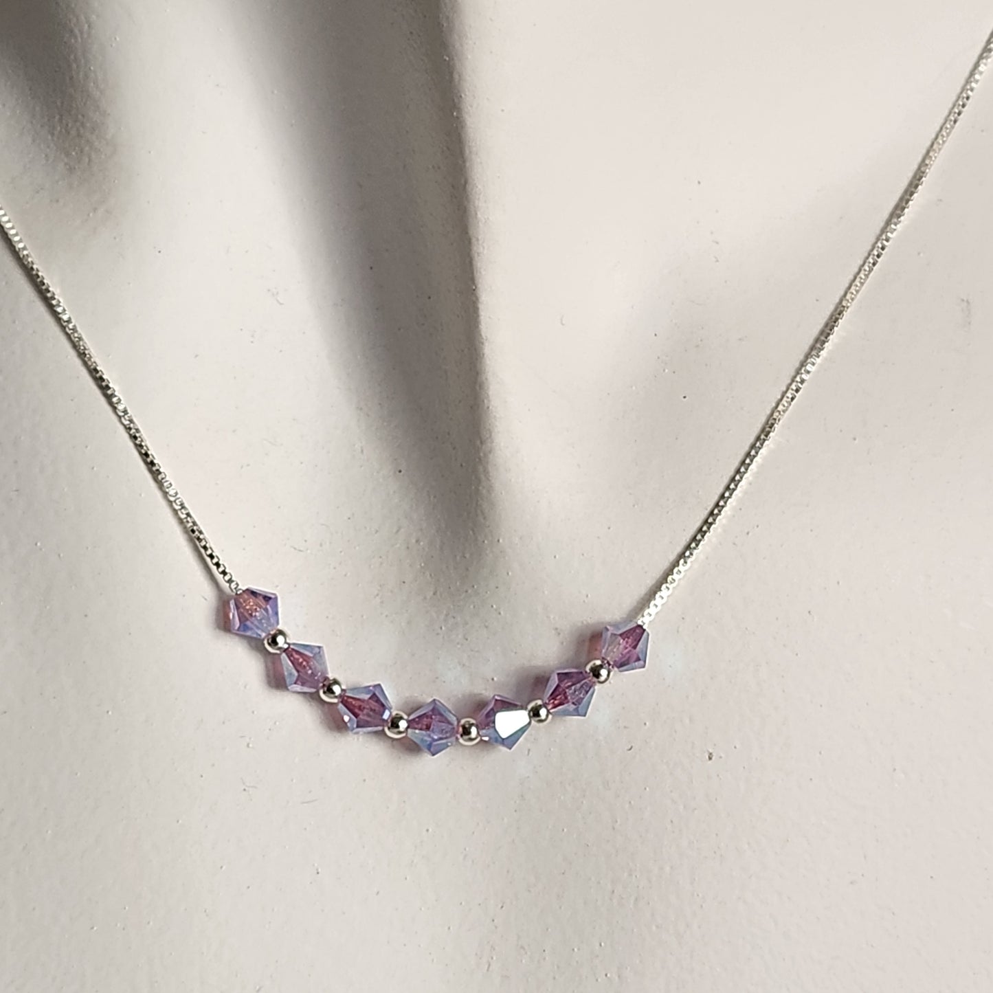 Collar Cadena Veneciana Cristal Swarovski Elements Plata 925 Varios Colores