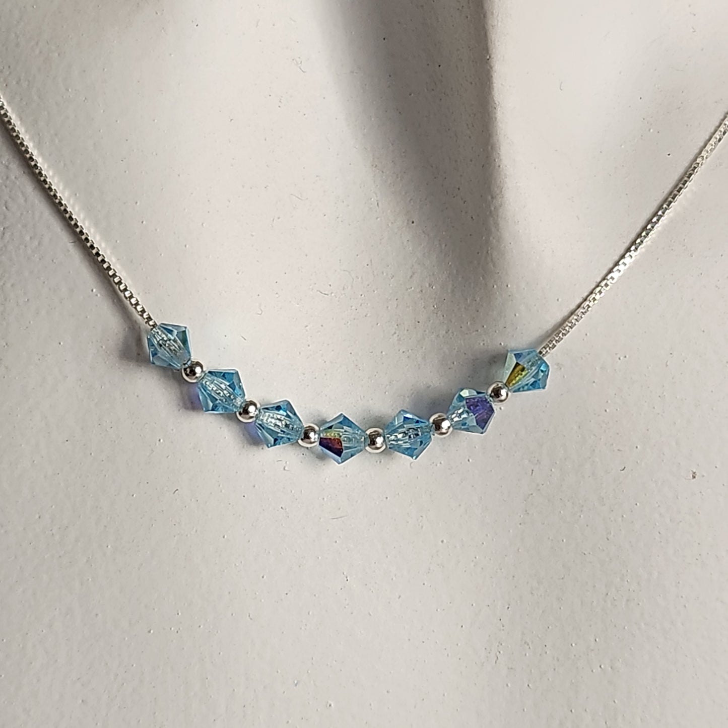Collar Cadena Veneciana Cristal Swarovski Elements Plata 925 Varios Colores