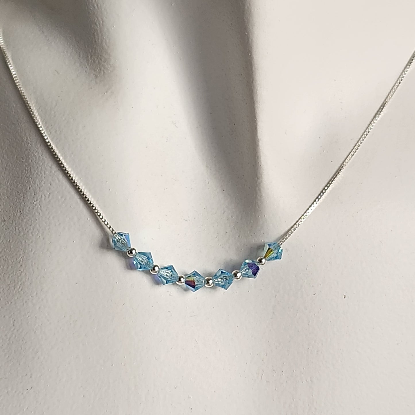 Collar Cadena Veneciana Cristal Swarovski Elements Plata 925 Varios Colores