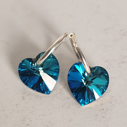 Aros Cubano Varios Colores Corazon Cristal Swarovski Elements