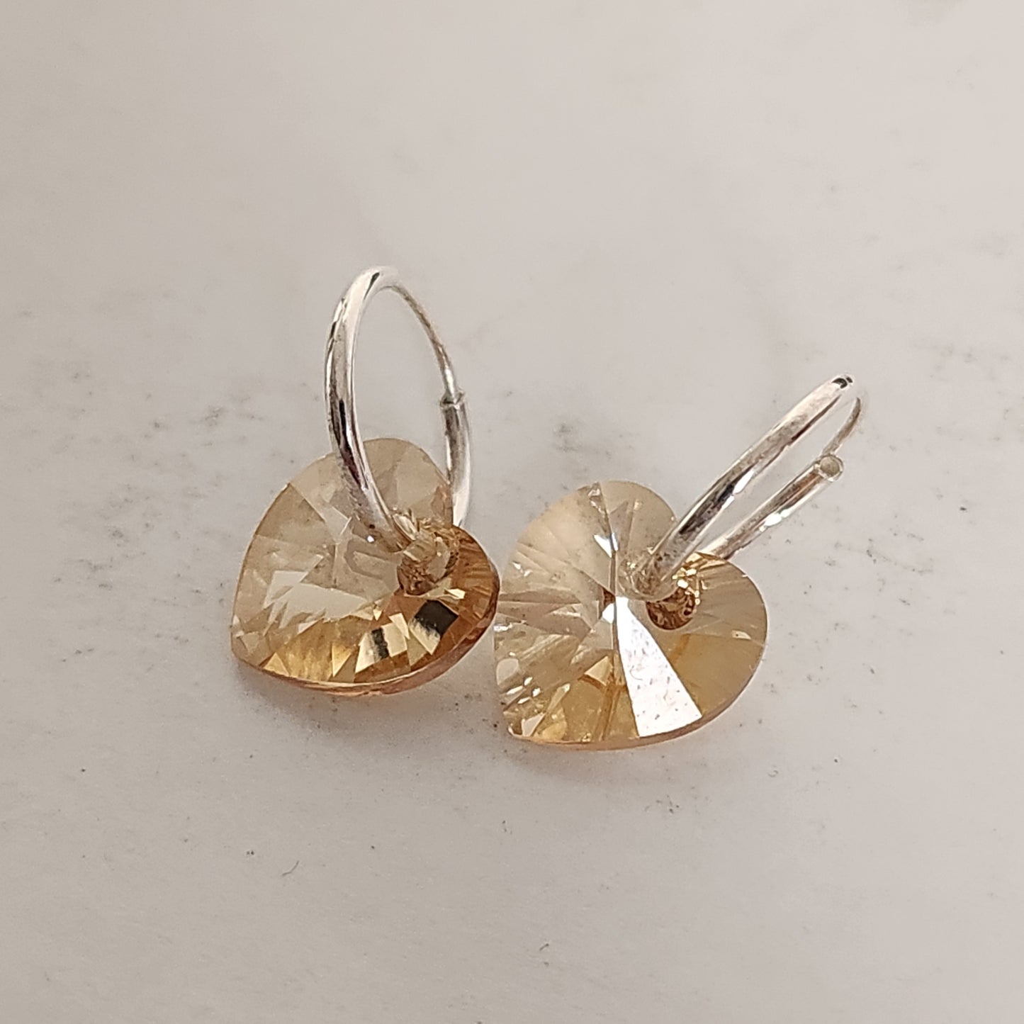 Aros Cubano Varios Colores Corazon Cristal Swarovski Elements