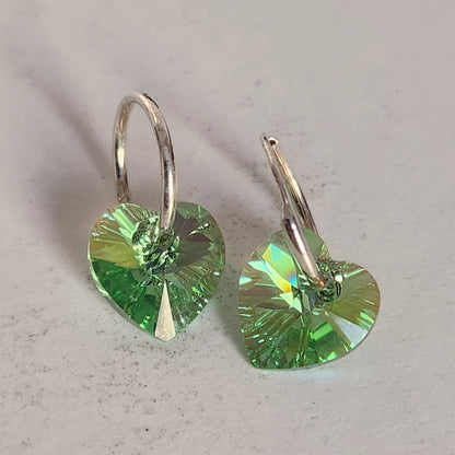 Aros Cubano Varios Colores Corazon Cristal Swarovski Elements