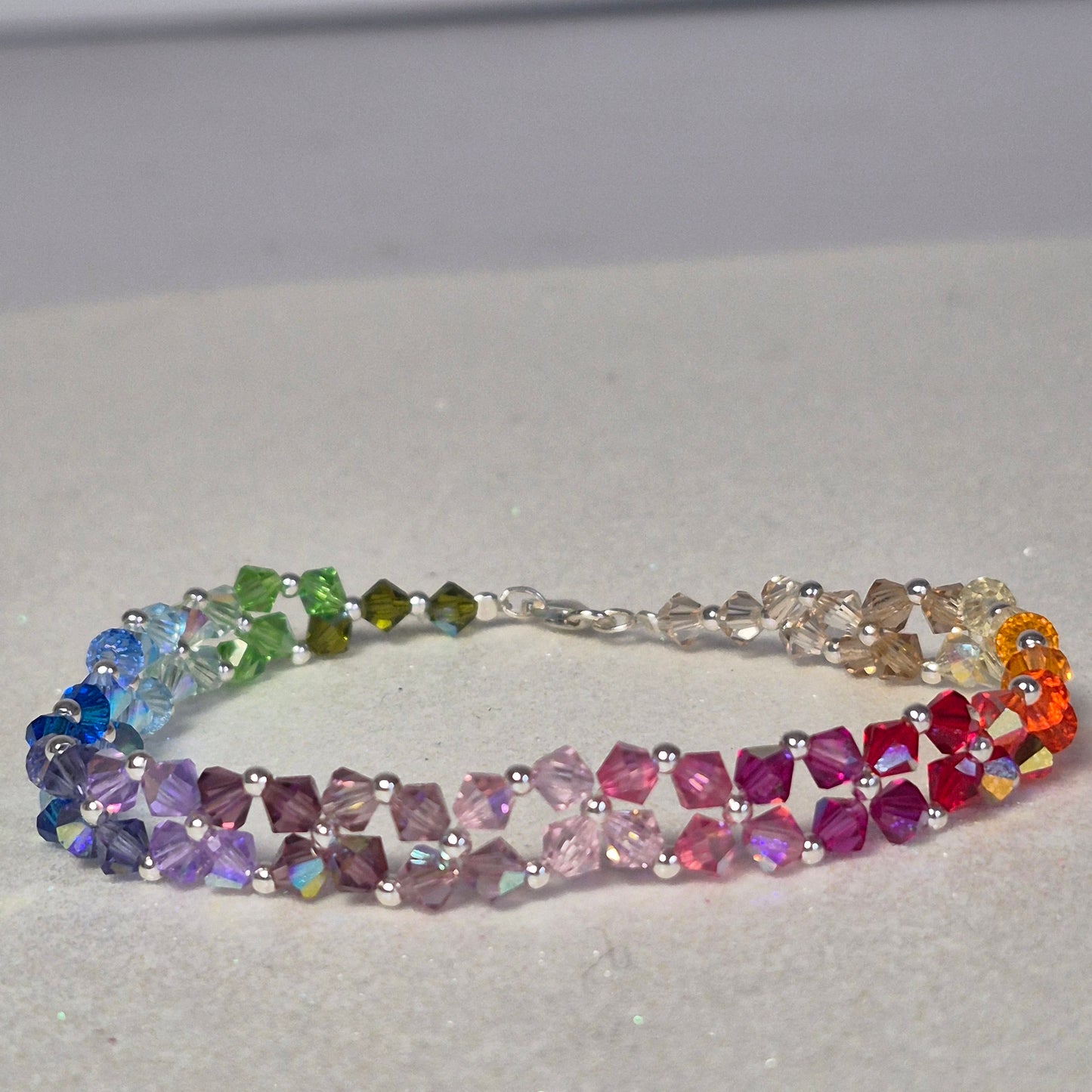 Pulsera Abundancia Cristal Swarovski Elements 4mm Plata 925 Colores