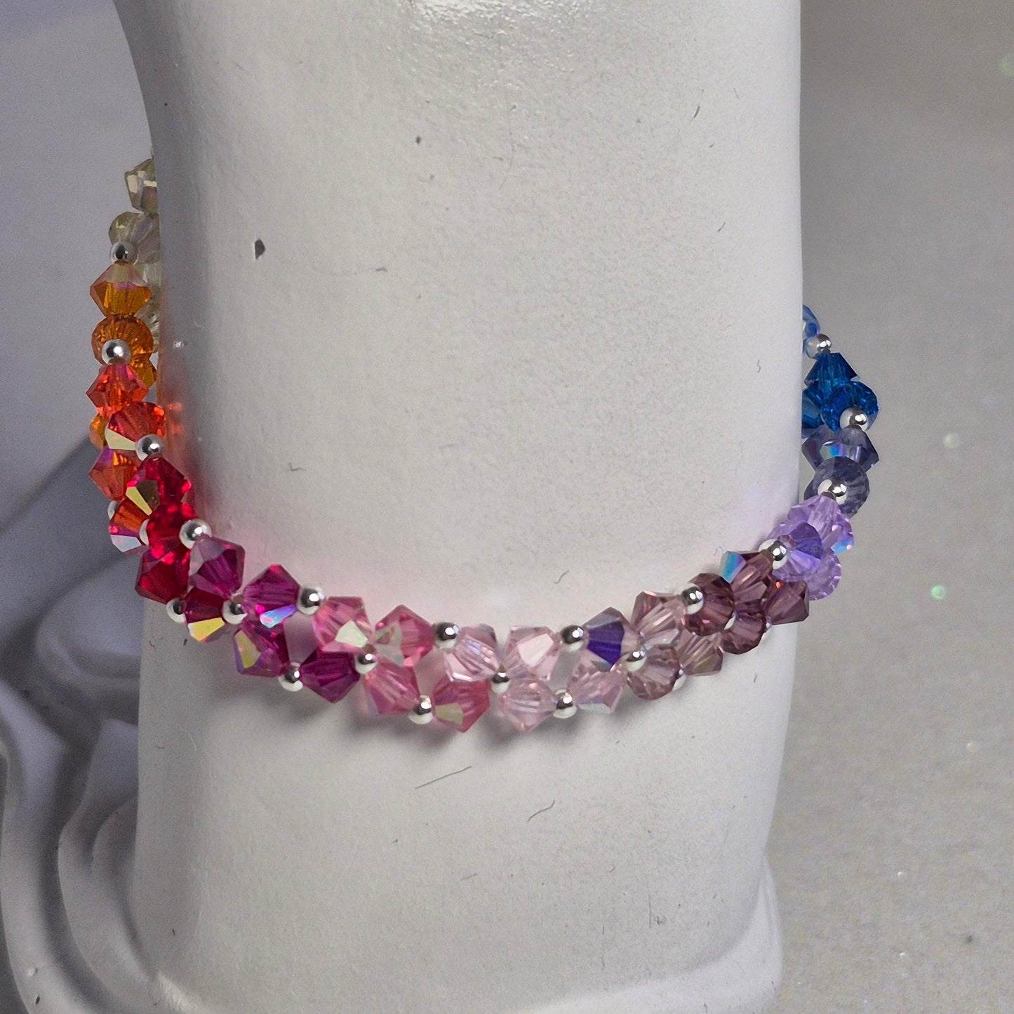 Pulsera Abundancia Cristal Swarovski Elements 4mm Plata 925 Colores