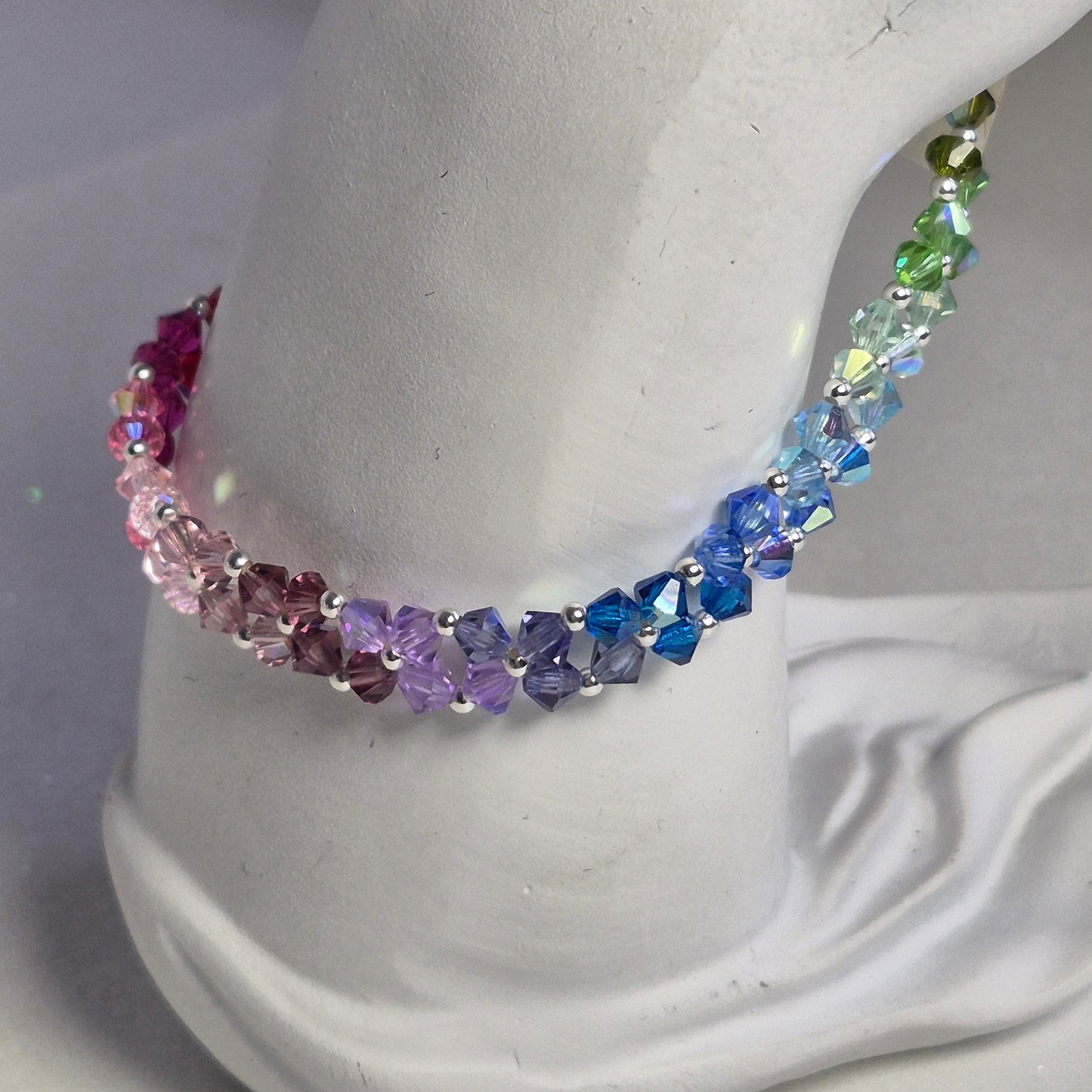 Pulsera Abundancia Cristal Swarovski Elements 4mm Plata 925 Colores