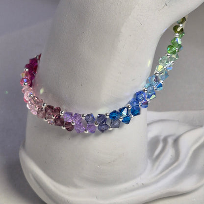 Pulsera Abundancia Cristal Swarovski Elements 4mm Plata 925 Colores