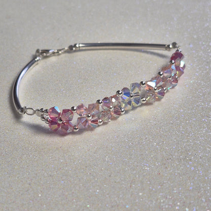 Pulsera FLOR Cristales Swarovski Elements 4mm Plata 925 Varios Colores