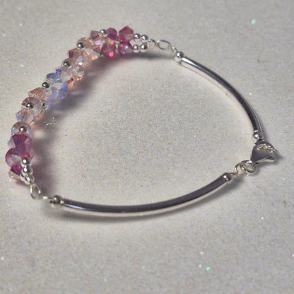 Pulsera FLOR Cristales Swarovski Elements 4mm Plata 925 Varios Colores