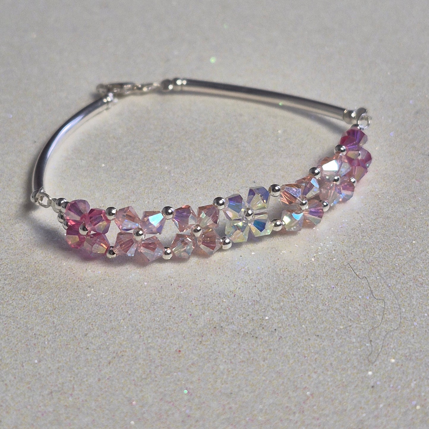Pulsera FLOR Cristales Swarovski Elements 4mm Plata 925 Varios Colores