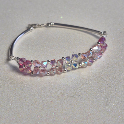 Pulsera FLOR Cristales Swarovski Elements 4mm Plata 925 Varios Colores