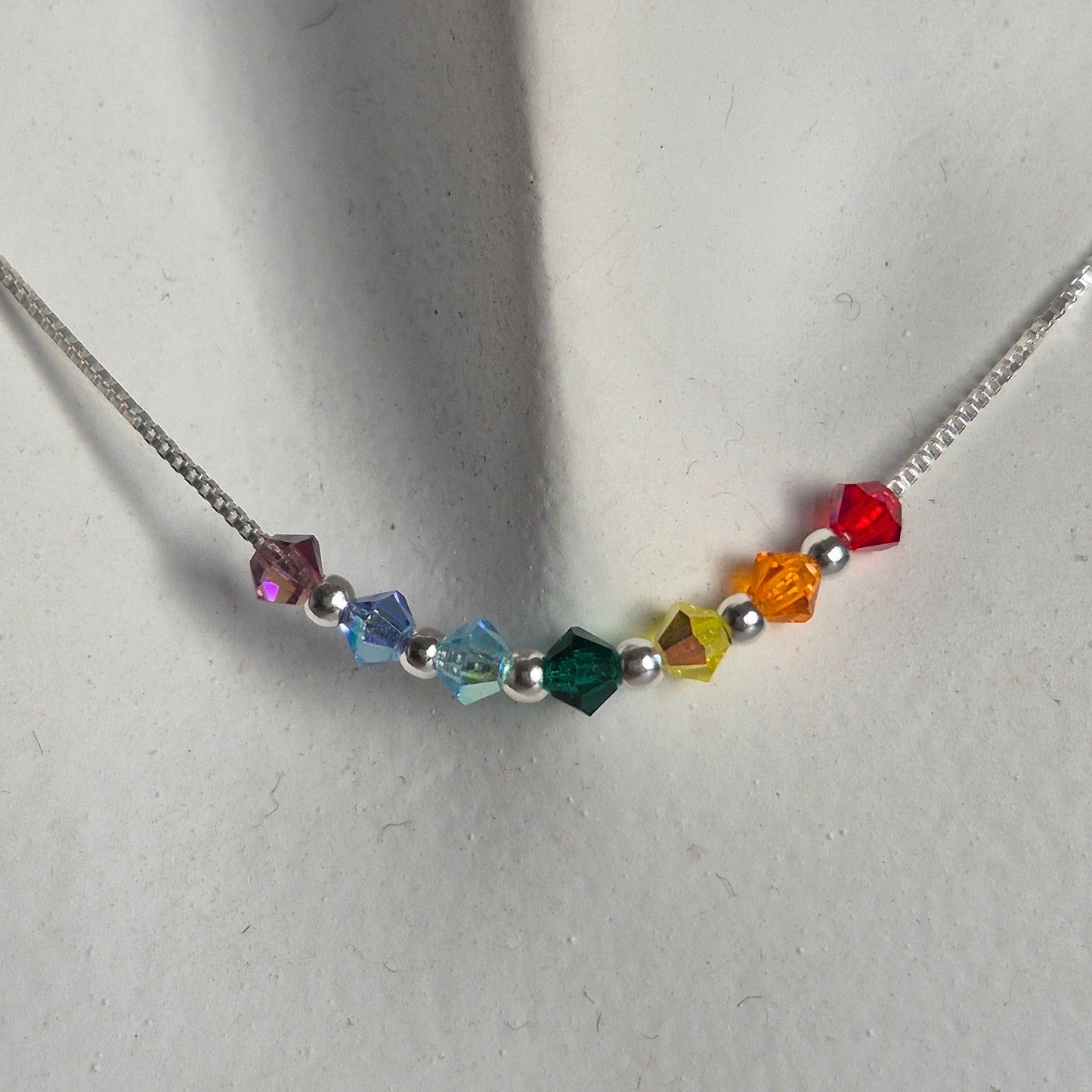 Collar Cadena Veneciana Cristal Swarovski Elements Plata 925 Varios Colores