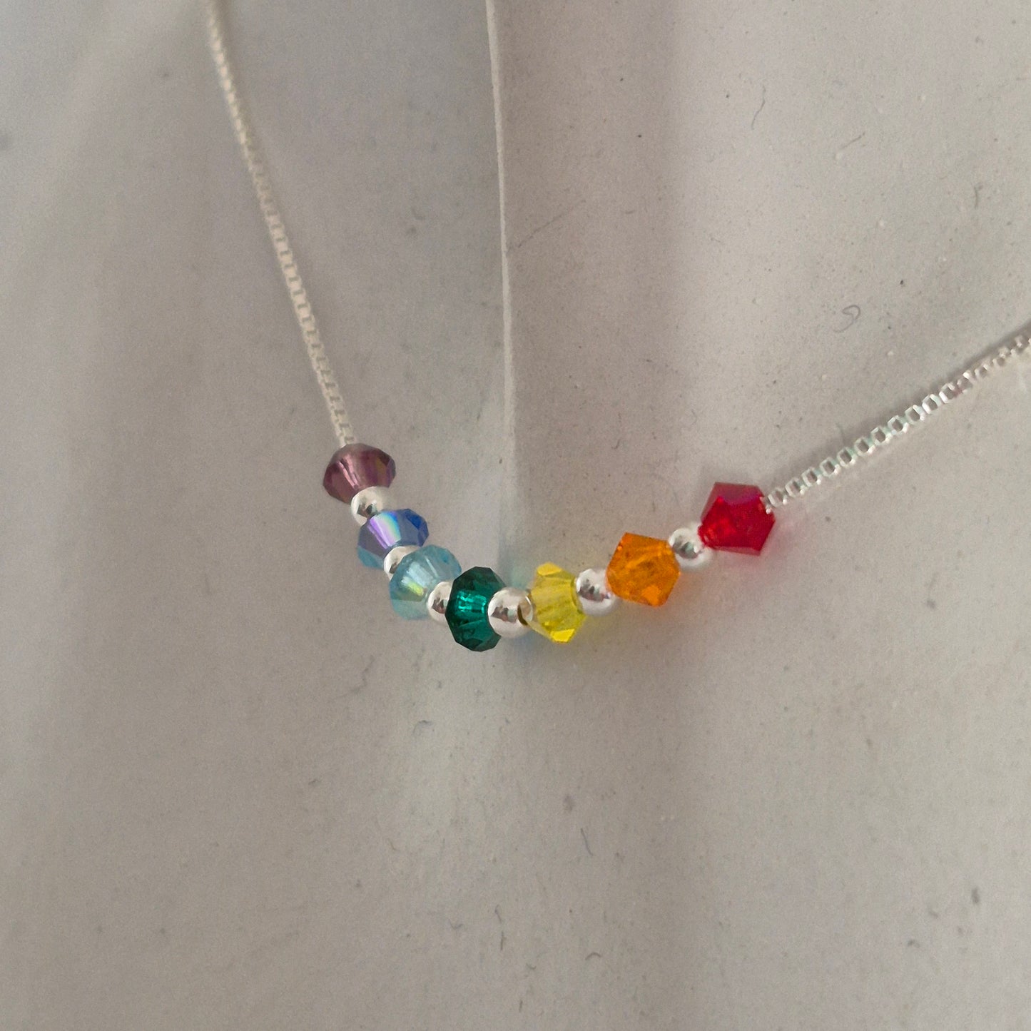 Collar Cadena Veneciana Cristal Swarovski Elements Plata 925 Varios Colores