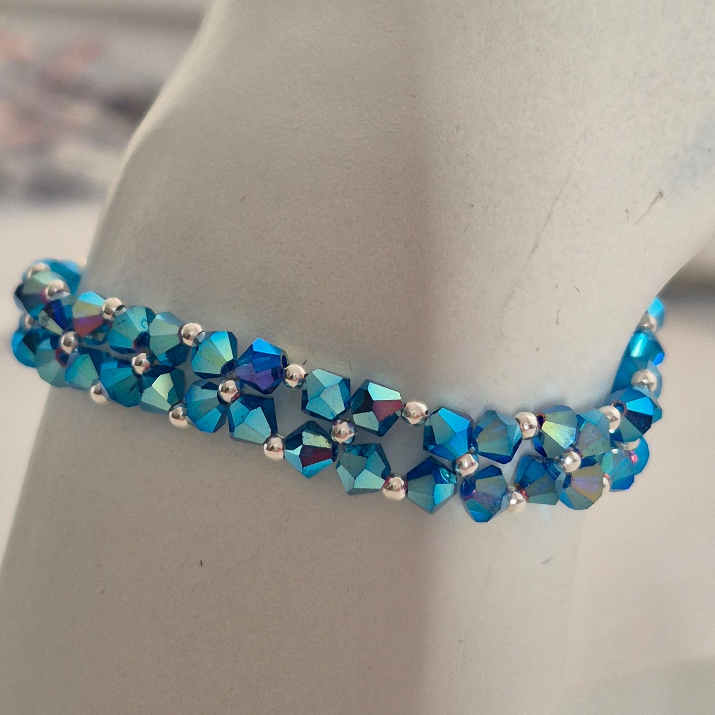 Pulsera Abundancia Cristal Swarovski Elements 4mm Plata 925 Colores