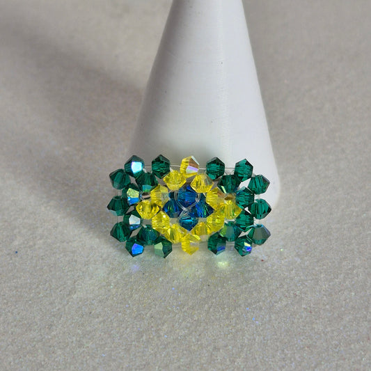 Pin Bandera Brasil Cristal Swarovski Elements 3mm