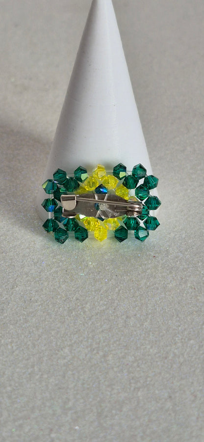 Pin Bandera Brasil Cristal Swarovski Elements 3mm