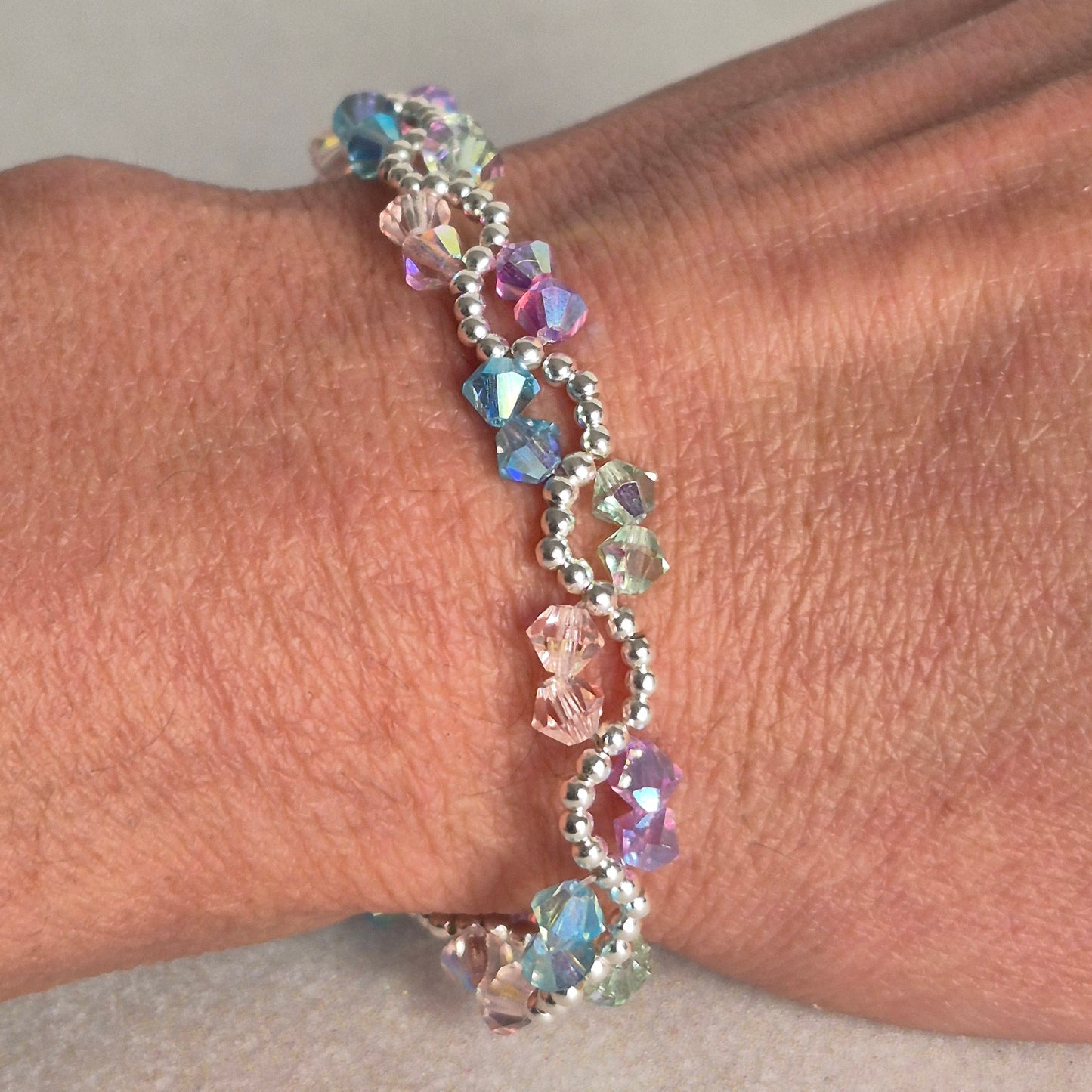 Pulsera ONDAS Cristal Swarovski Elements Plata 925 Colores