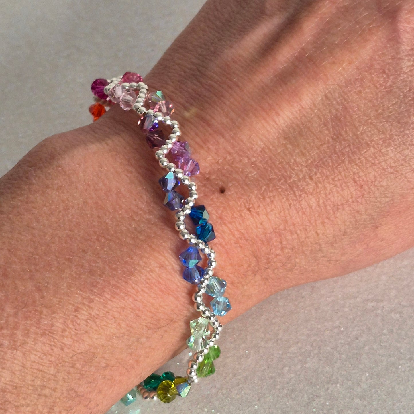 Pulsera ONDAS Cristal Swarovski Elements Plata 925 Colores