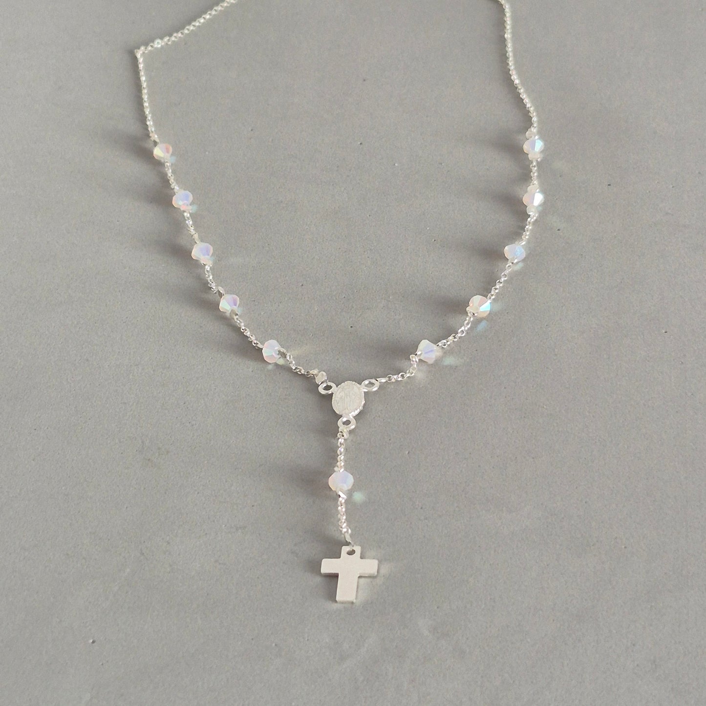 Collar Denario Cristal Swarovski en Plata 925 Variedad de Colores