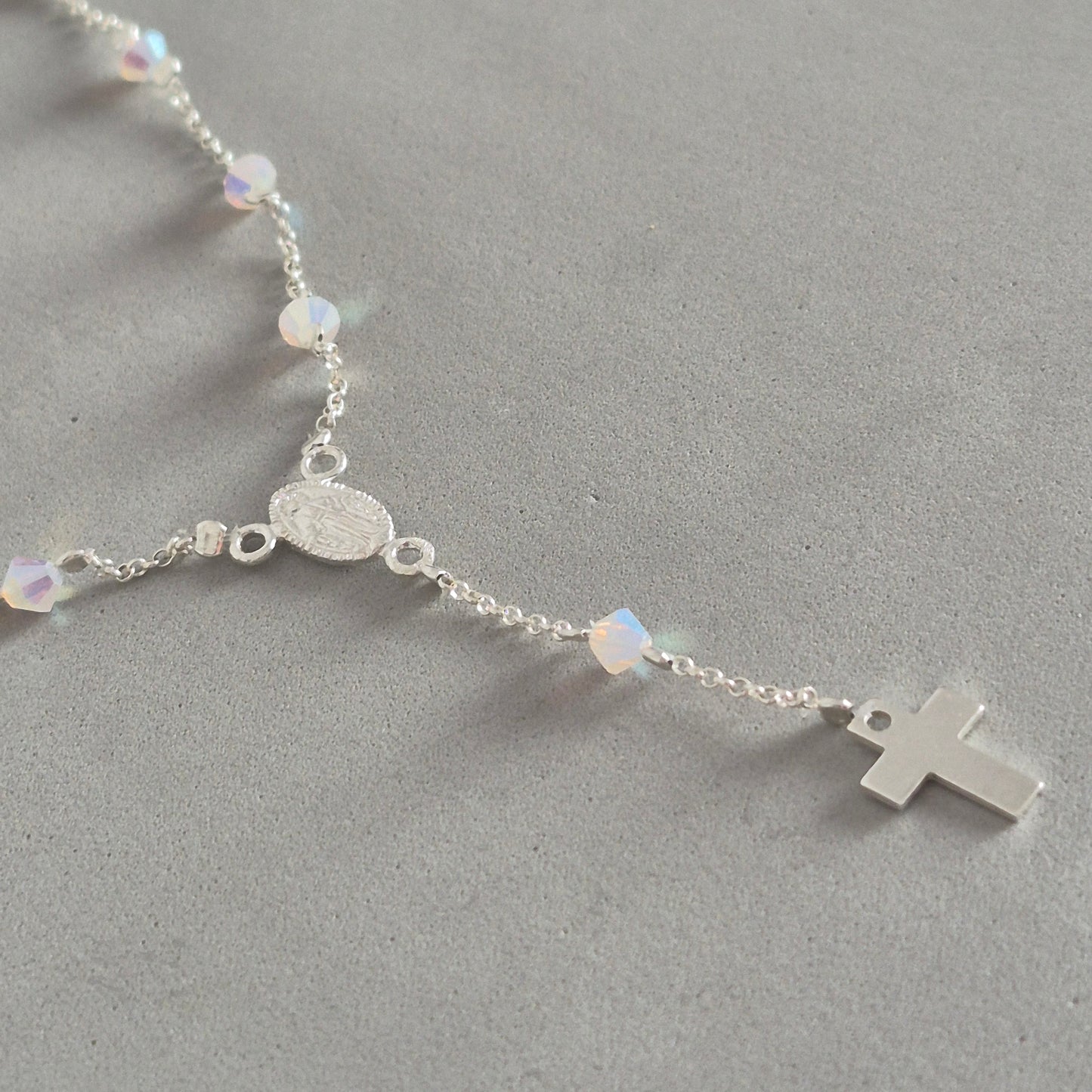 Collar Denario Cristal Swarovski en Plata 925 Variedad de Colores