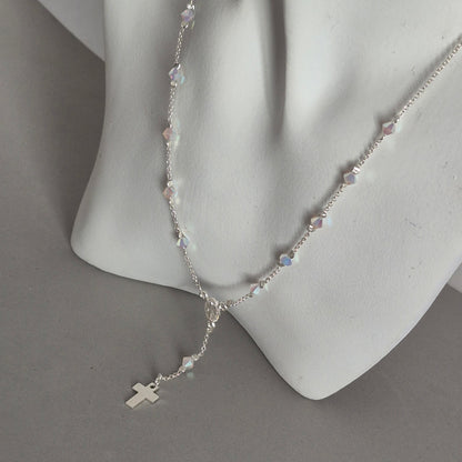 Collar Denario Cristal Swarovski en Plata 925 Variedad de Colores