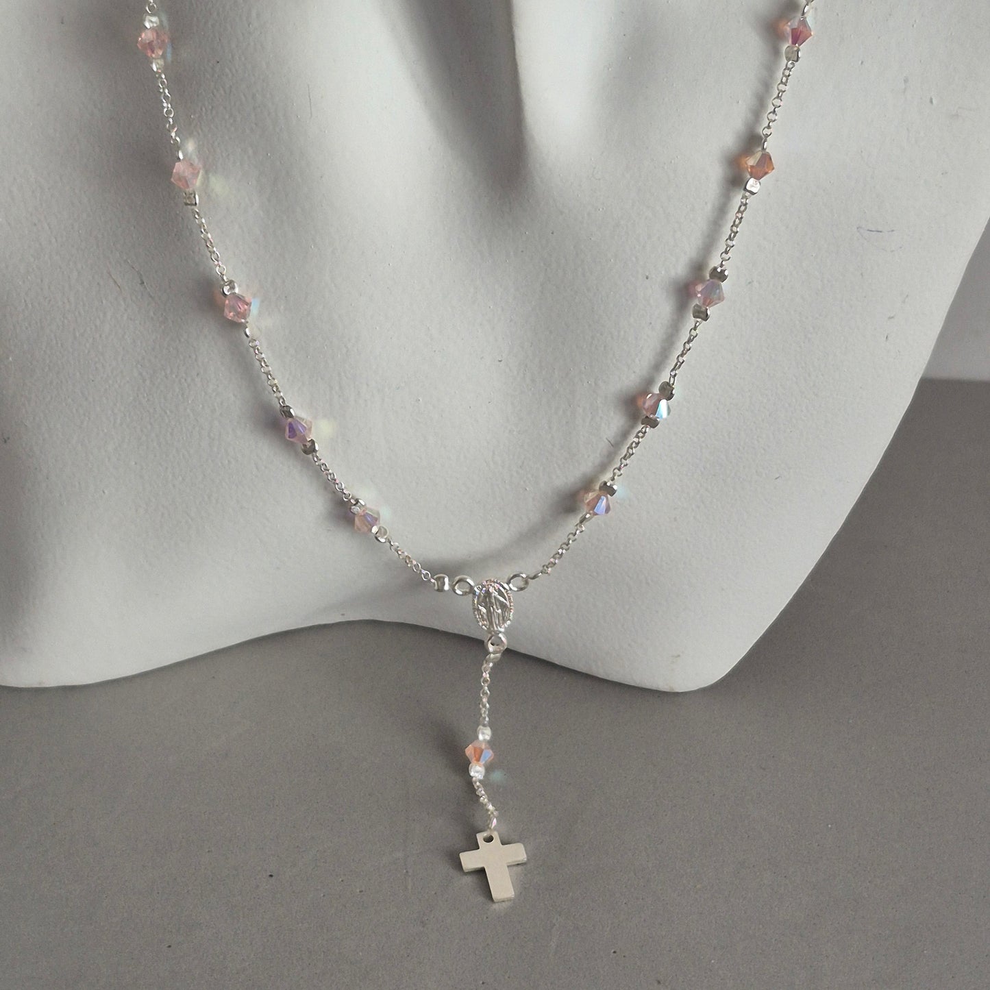 Collar Denario Cristal Swarovski en Plata 925 Variedad de Colores
