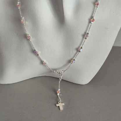 Collar Denario Cristal Swarovski en Plata 925 Variedad de Colores