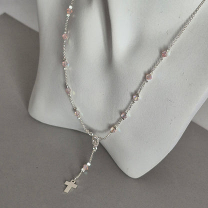 Collar Denario Cristal Swarovski en Plata 925 Variedad de Colores