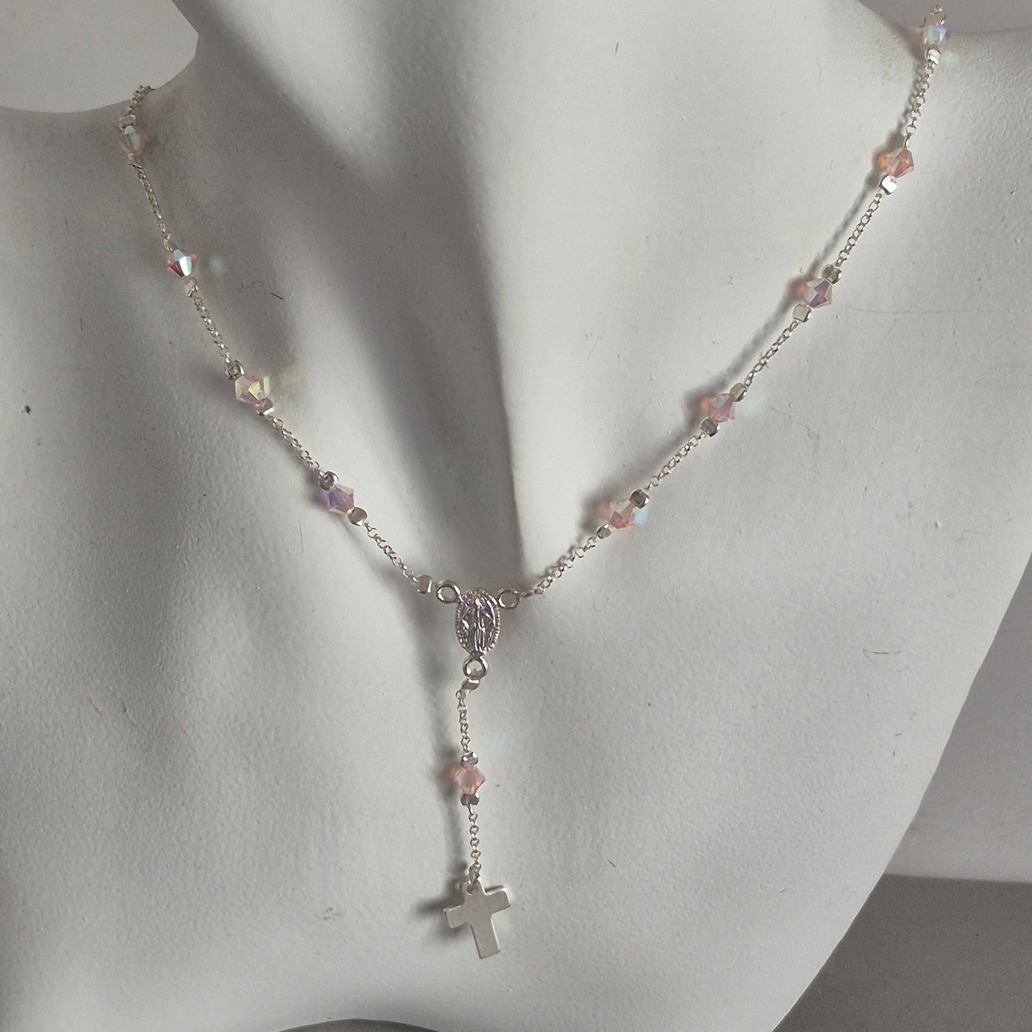 Collar Denario Cristal Swarovski en Plata 925 Variedad de Colores