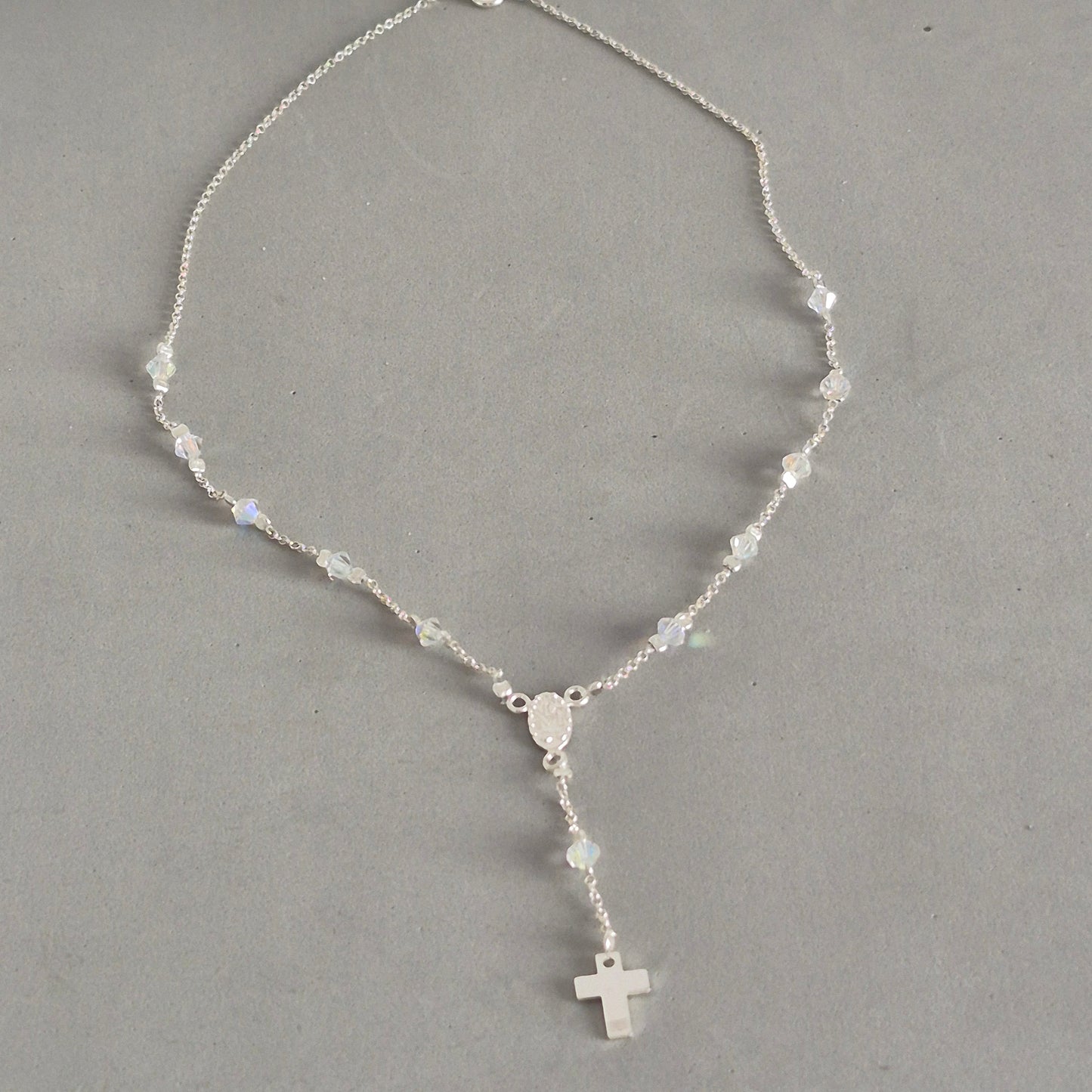 Collar Denario Cristal Swarovski en Plata 925 Variedad de Colores