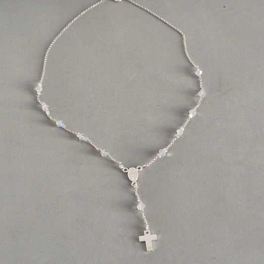 Collar Denario Cristal Swarovski en Plata 925 Variedad de Colores