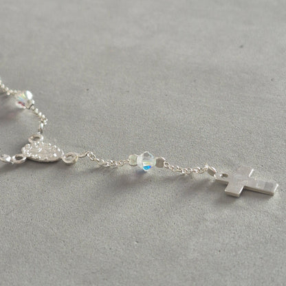 Collar Denario Cristal Swarovski en Plata 925 Variedad de Colores