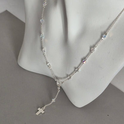 Collar Denario Cristal Swarovski en Plata 925 Variedad de Colores