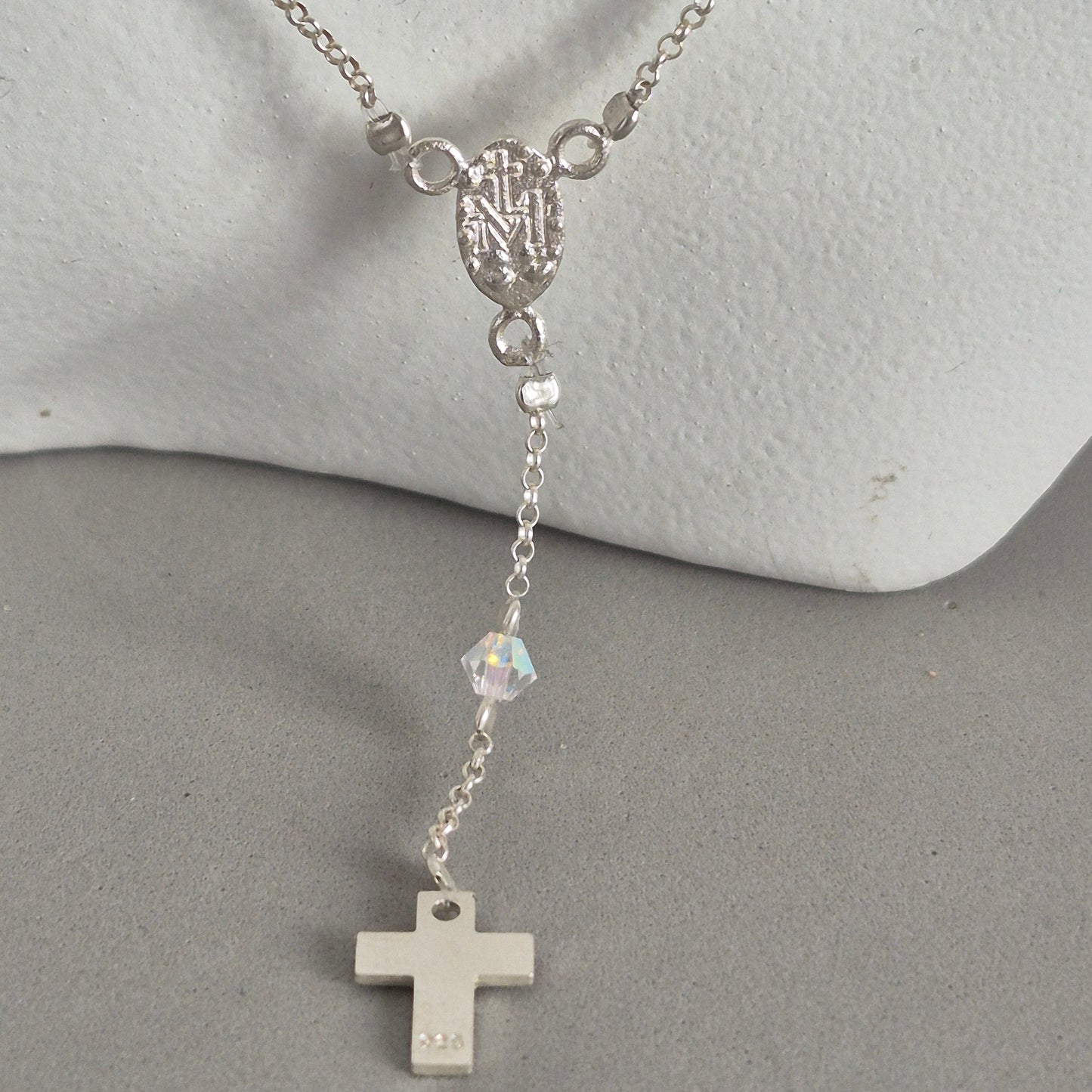 Collar Denario Cristal Swarovski en Plata 925 Variedad de Colores