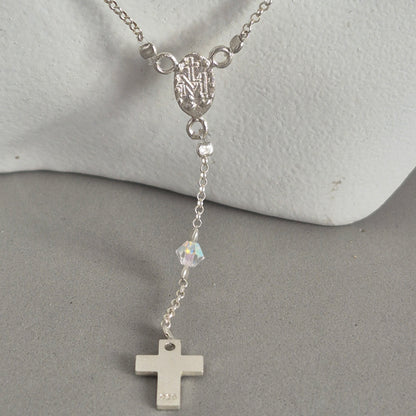 Collar Denario Cristal Swarovski en Plata 925 Variedad de Colores
