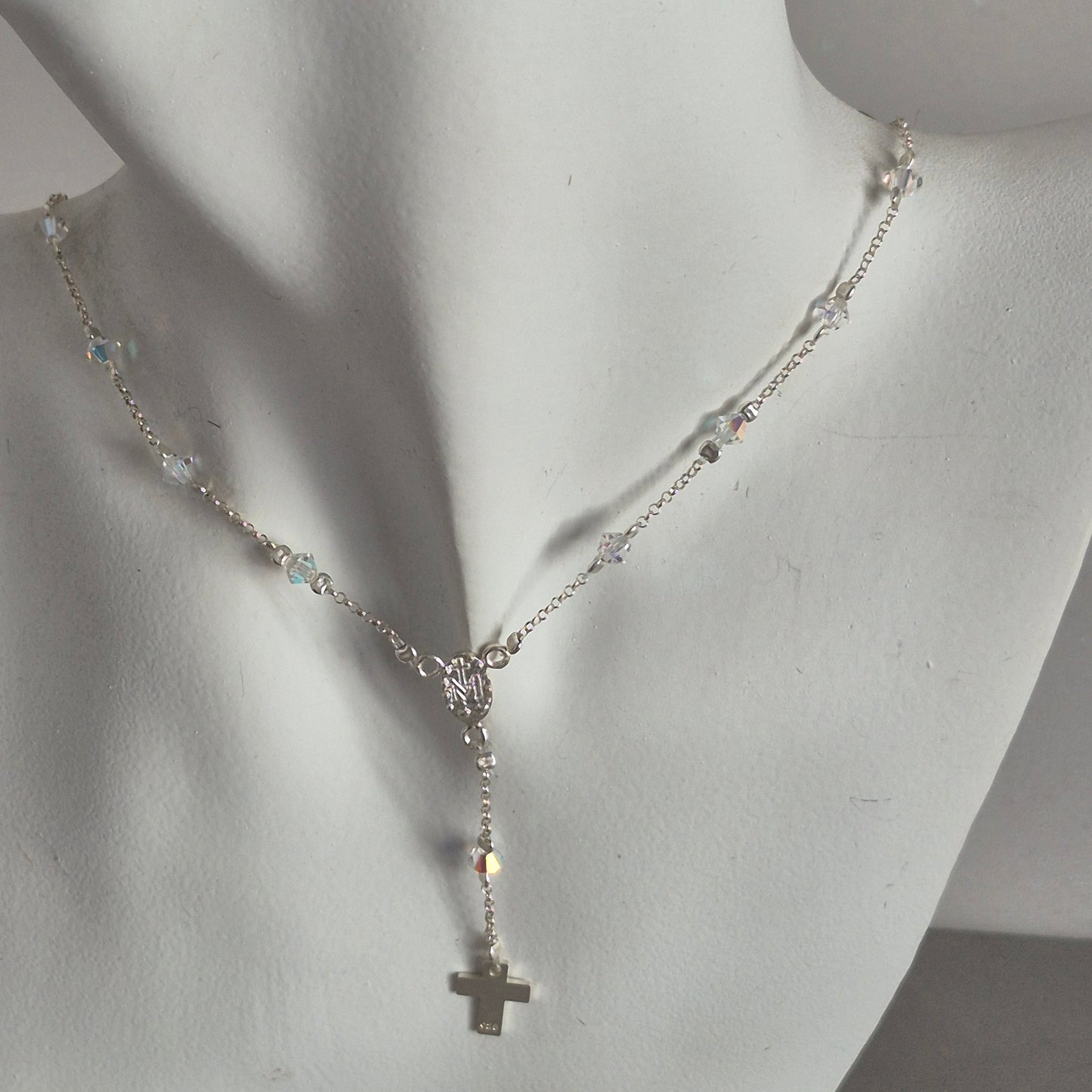 Collar Denario Cristal Swarovski en Plata 925 Variedad de Colores