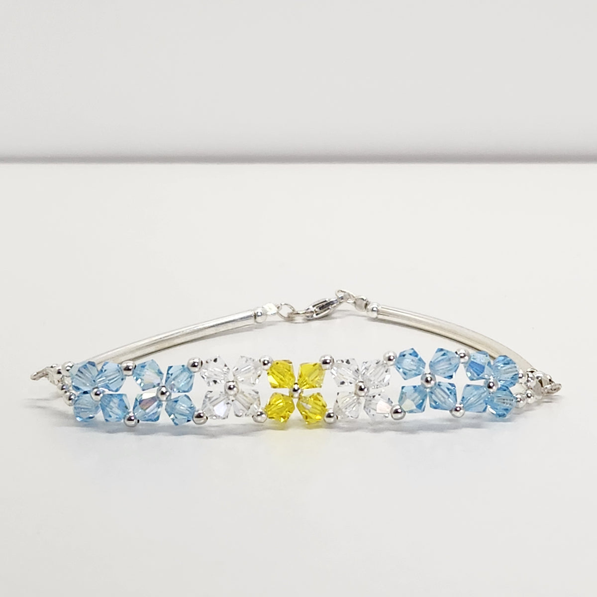 Pulsera FLOR Cristales Swarovski Elements 4mm Plata 925 Varios Colores