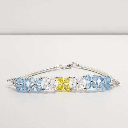 Pulsera FLOR Cristales Swarovski Elements 4mm Plata 925 Varios Colores