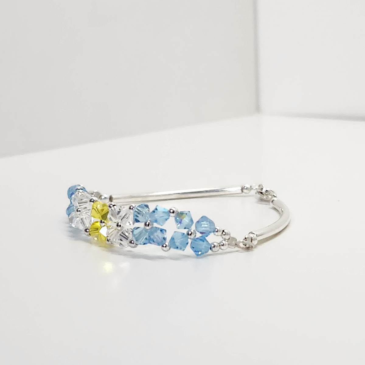 Pulsera FLOR Cristales Swarovski Elements 4mm Plata 925 Varios Colores