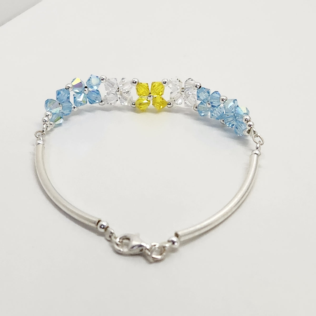 Pulsera FLOR Cristales Swarovski Elements 4mm Plata 925 Varios Colores
