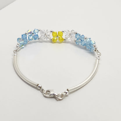 Pulsera FLOR Cristales Swarovski Elements 4mm Plata 925 Varios Colores
