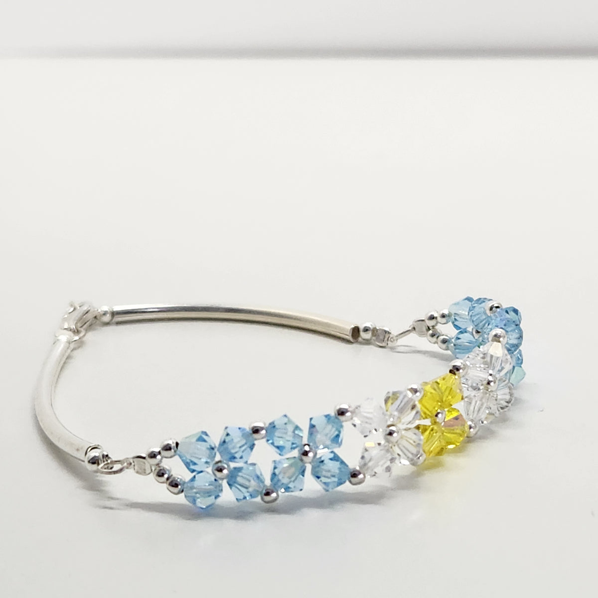 Pulsera FLOR Cristales Swarovski Elements 4mm Plata 925 Varios Colores