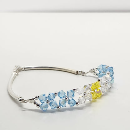 Pulsera FLOR Cristales Swarovski Elements 4mm Plata 925 Varios Colores