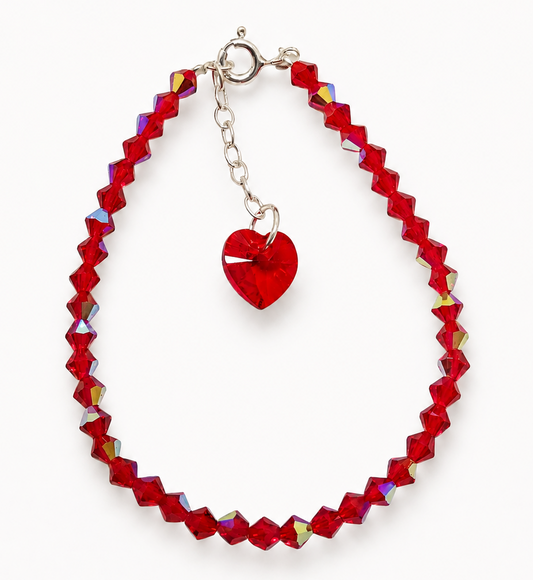 Pulsera Cristal Swarovski Elements Dije Corazon 4mm Todos Los Colores